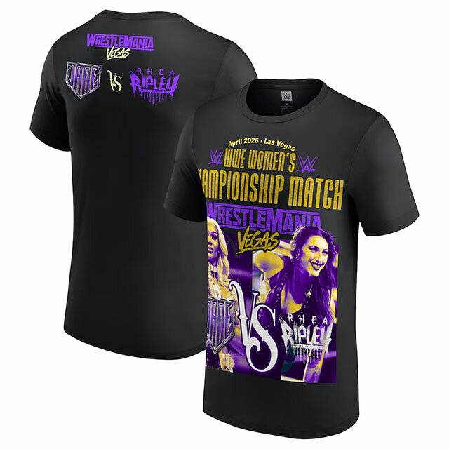 海外取寄 レッスルマニア42モデル ジェイド カーギル vs リア リプリー WWE AUTHENTIC Tシャツ MATCH T-SHIRT BLACK WRESTLEMANIA JADE CARGILL RHEA RIPLEY ロー スマックダウン RAW SMACKDOWN プロレス 帽子 メンズ レディース 男女兼用 TEE ティーシャツ ブラック