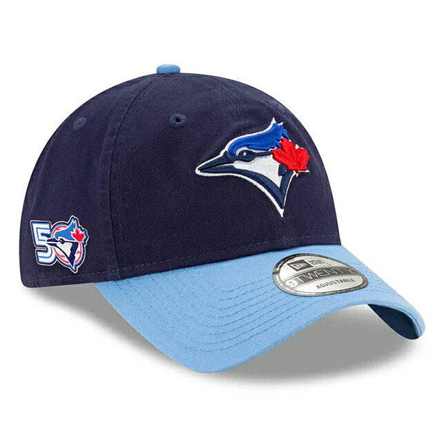 トロント ブルージェイズ50周年記念モデル ニューエラ キャップ 9TWENTY MLB 50th ANNIVERSARY STRAPBACK CAP ALTERNATE-4 NAVY LIGHT BLUE NEW ERA TORONTO BLUE JAYS 帽子 メンズ レディース 男女兼用 ネイビー LOW PROFILE ロープロファイル