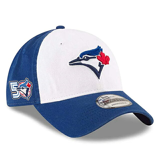トロント ブルージェイズ50周年記念モデル ニューエラ キャップ 9TWENTY MLB 50th ANNIVERSARY STRAPBACK CAP ALTERNATE-3 WHITE-ROYAL BLUE NEW ERA TORONTO BLUE JAYS 帽子 メンズ レディース 男女兼用 ネイビー LOW PROFILE ロープロファイル 26_8RE_0814