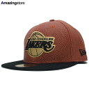 DEADSTOCK ューエラ キャップ 59FIFTY ロサンゼルス レイカーズ BASKET-BALLIN FITTED CAP BROWN-BACLK-GO...