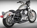 ※送料無料※VANCE＆HINES ツインスラッシュ スリップオンマフラー ブラック　18010403　ハーレーパーツ