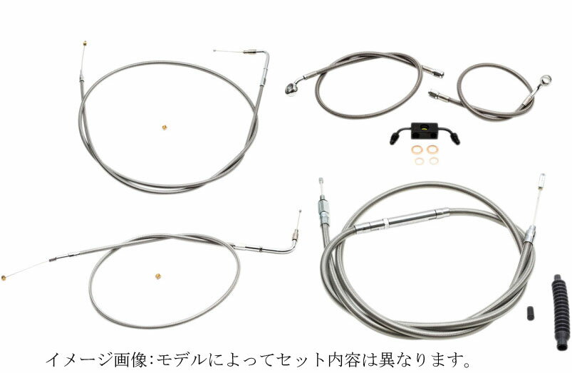 ハンドルバー ケーブル＆ブレーキラインキット 2012〜17年FXDF ステンレスメッシュ 12〜14インチエイプ
