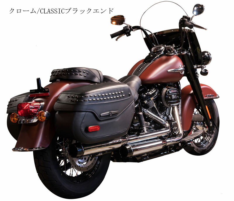 【500-1210】RINEHART FATBOB 4.5インチ スリップオンマフラー クローム/CLASSICブラックエンド 2018〜20年FLDE、FLHC/S ハーレーパーツ