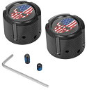ブラック フロントアクスルナットカバー:AMERICAN FLAG SKULL 2008年以降モデル
