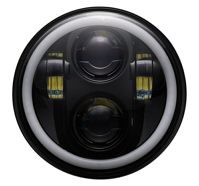  5-3/4” LED HALO ヘッドライト：スポーツスター、ダイナ、FXソフテイル、V-RODモデルで5-3/4インチヘッドライトに適合/ブラック