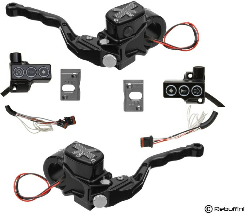 【RR90X2N】 EXCLUSIVE RR90X RADIAL ハンドコントロールキット デュアルキャリパー用：2011～17年ダイナ、ソフテイル/油圧クラッチ/ブラック