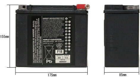 【66000207】 ハーレー純正バッテリー：1997～03年スポーツスターモデル 1997～17年ダイナモデル 1997年以降ソフテイルモデル 2007～17年V-RODモデル（但し2007年VRSCRは除く） 2024年以降パンアメリカモデル(旧品番：65989-97D)