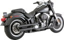 【18011783】 VANCE＆HINES ツインスラッシュ スリップオンマフラー ブラック 2007～17年FXSTD、FLSTF、FLSTFB、2017年FLSTN、FLS (但しFLSTFBSは除く)