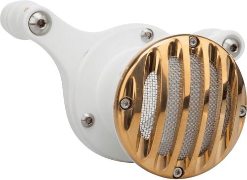 GRILL DESIGN ベロシティースタック 【ボディ】：ホワイト 【キャップ】：ブラス 1993～17年エボ、ツインカム