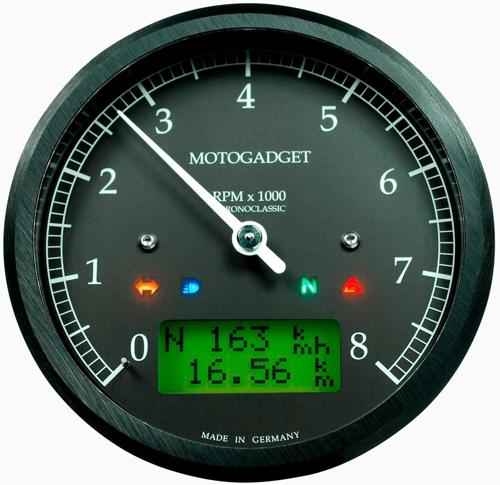 【2004048】 MOTOSCOPE CHRONOCLASSIC スピードメーター 8000rpm　ブラック　【ディスプレイ】：Green LCD