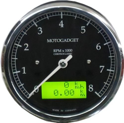 【2004049】 MOTOSCOPE CHRONOCLASSIC スピードメーター 8000rpm　ポリッシュ　【ディスプレイ】：Green LCD