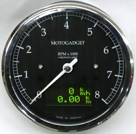 【2004059】 MOTOSCOPE CHRONOCLASSIC スピードメーター 8000rpm　ポリッシュ　【ディスプレイ】：Dark Edition