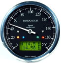 【2004080】 MOTOSCOPE CHRONOCLASSIC スピードメーター 200km/h　【リング】：ポリッシュ　【ディスプレイ】：Green LCD