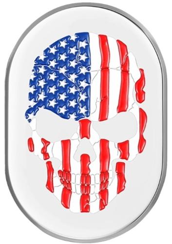 アンテナカバー Mirror polish w/ American flag skull 左側 2017～23年FLHRXS、2009～13年FLTR/X/XS、..