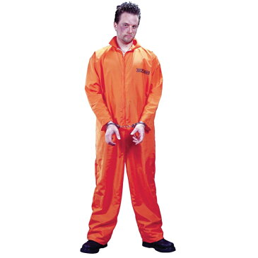 囚人服　衣装、コスチューム　大人男性用　ジャンプスーツ　オレンジ
