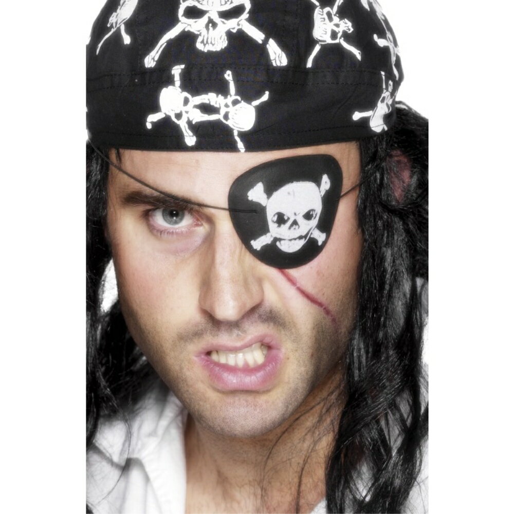 眼帯 黒 海賊風 ドクロ 大人男性用 Pirate Eyepatch コスプレ