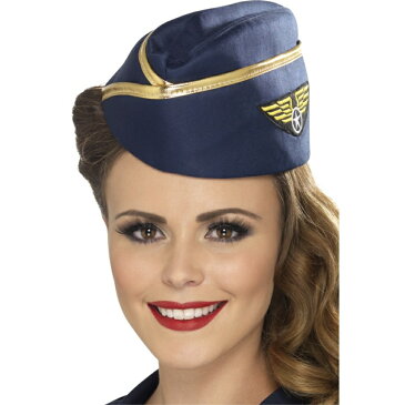 帽子　青　キャビンアテンダント風　アクセサリー　CA　大人女性用　Air Hostess Hat　コスプレ