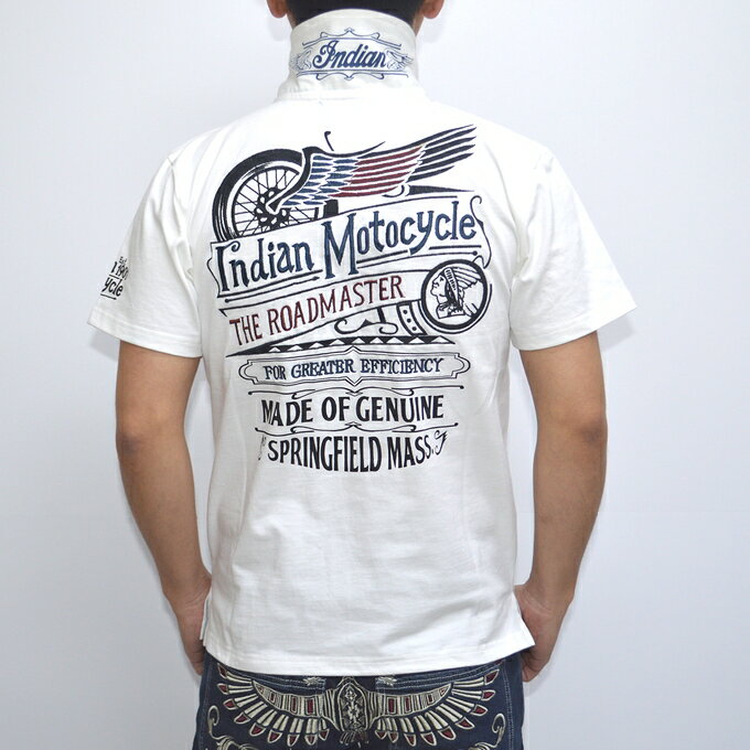 インディアンモトサイクル Indian Motocyacle IMPS-705 半袖 ポロシャツ オフホワイト色 バイカー アメカジ 送料無料