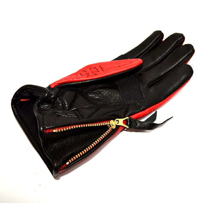 SKULLFLIGHTスカルフライト3シーズン対応撥水加工オールレザーグローブBONEGLOVEボーングローブブラックtimes;レッド色全10色送料無料