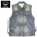 SKULL FLIGHT XJtCg TChWbvxXg _[W fj tJ[ DENIM CLUB ZIP VEST FULL COLLAR DAMAGE oCJ[ AJW n[[ 