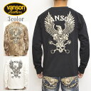 バンソン VANSON NVLT-2221 ベア天 長袖Tシャツ ロンTピストンスカルイーグル バイク バイカー トップス メンズ 送料無料