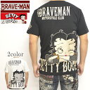 ブレイブマン ベティブープ BBB-2218 半袖Tシャツ ベア天竺半袖TEE BRAVE MAN BETTY BOOP トップス バイカー バイク メンズ 送料無料 ベティちゃん