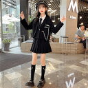 110-170cm ブラック/グレー 子供制服 卒業式スーツ 女の子 3点セット/5点セット リボン付き　学生服 女子 キッズ フォーマル ジュニア キッズ 制服 子供服 韓国風 上下セット ニット スクールカーディガン スカート 長袖 シャツ お受験 コスチューム 発表会 入学式 卒業式