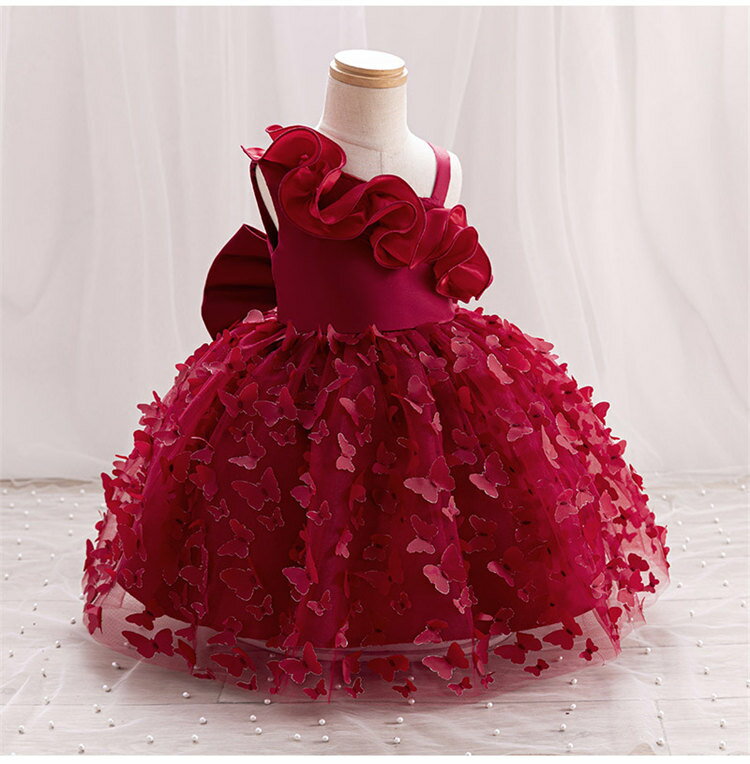 ミニドレス　キッズ　ドレス　子供ドレス　プリンセス　ショート丈　ノースリーブ　リボン　フォーマルドレス　ワンピース　キッズ服 子供服 女の子 子ども　発表会　七五三　演出舞台　結婚式　卒業園　入園式 ピアノ　ピンク　レッド　ブルー　パープル