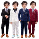 ネイビー/ブラック/レッド/ホワイト　キッズ　スーツセット　子供スーツ キッズ服 男の子衣装　ズボン、コート　2点セット　上下セット　セットアップ　演出/入園式/発表会/七五三/結婚式フォーマル　90CM/100CM/110CM/120CM/130CM/140CM/150CM