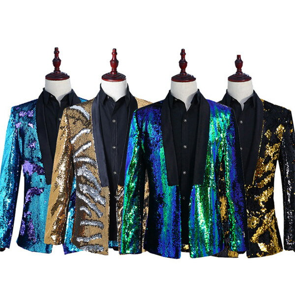 楽天ドリーム洋服屋4色入荷　ラメ　キラキラ　メンズ　スーツ　ジャケット　タキシード　メンズ タキシード　演出服 華麗な王族服 王子様 ヨーロッパ風 復古風 コスプレ衣装　宮廷服　貴族服　コスチューム　舞台　撮影　司会