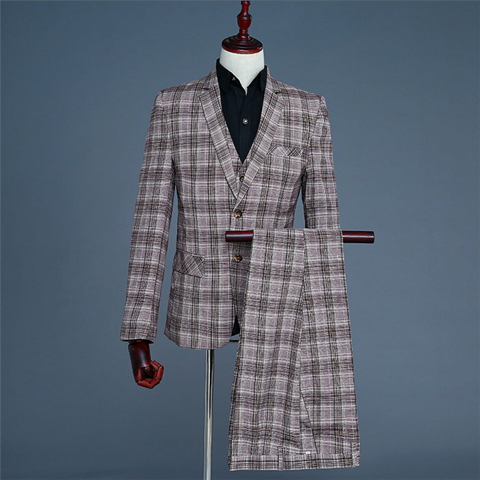 xlサイズ　在庫処分　即納　ブラウン　メンズ　スーツ　スーツセット　上下セット セットアップ　3点セット　花柄　メンズ　タキシード　メンズ タキシード パンツ　演出服 ベスト付き　司会