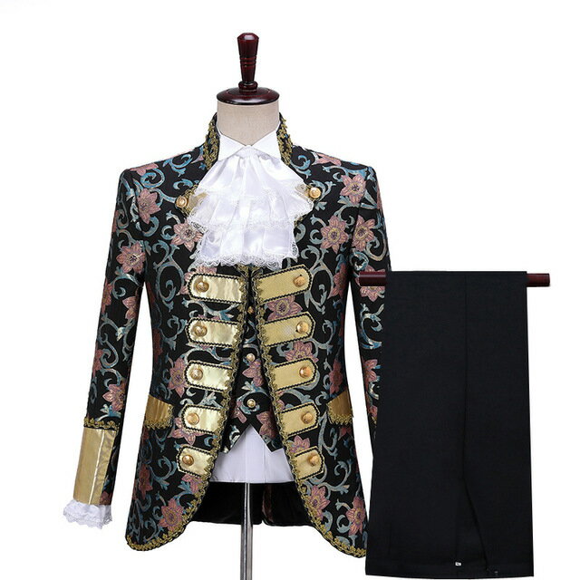 4色入荷 メンズ スーツ スーツセット 上下セット セットアップ 4点セット タキシード メンズ タキシード パンツ 演出服 華麗な王族服 王子様 ヨーロッパ風 復古風 コスプレ衣装 宮廷服 コスチューム 貴族服