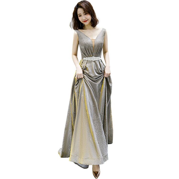 ゴールド ラメ キラキラ マキシ丈 二次会ドレス パーティードレス ロングドレス フォーマルドレス ロング丈 ワンピース二次会演出司会 結婚式お呼ばれ
