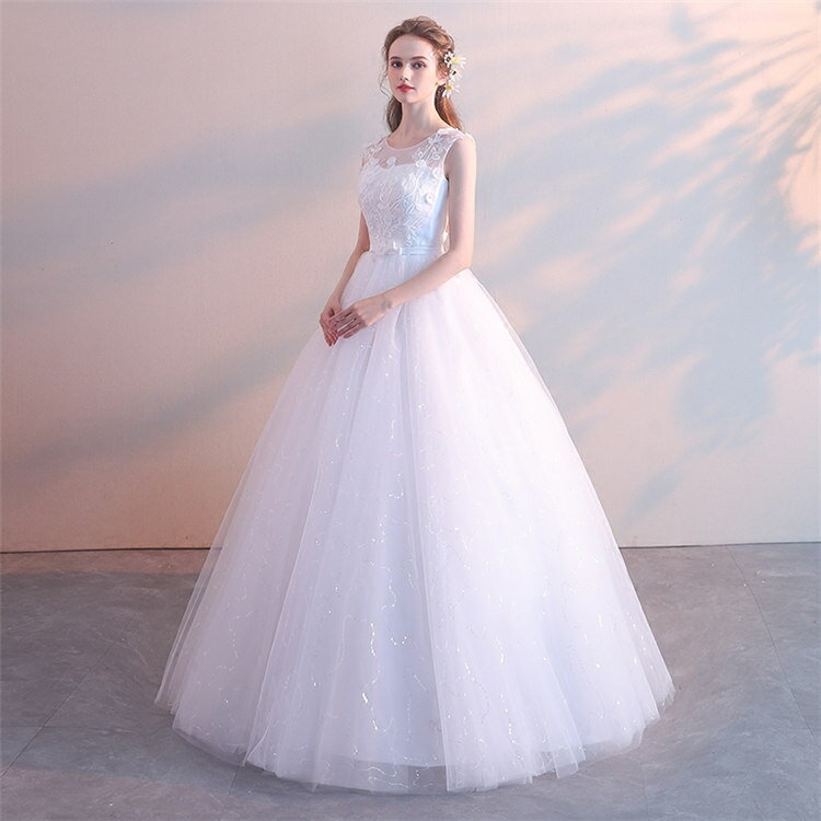 ドリーム洋服屋の総レース　ウェディングドレス　ホワイト　ロングドレス　パーティードレス ウェディング　ドレスプリンセスラインドレス　 プリンセスライン Aライン 結婚式 披露宴 海外 リゾート ウェディング　二次会 演奏会 披露宴 結婚式 発表会　演出舞台｜アングル2