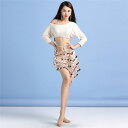 カラー 上下セット ベリーダンス衣装 舞台服 演出用 レッスン着 ステージ衣装、練習用 レッスン トップス+ズボン 2点セット ブルー ステージ衣装練習用 ベリ...