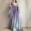 3点セット パープル ドレス 唐装漢服 漢服仙女 中国古風 中華服 チャイナ服 チャイナドレス ワンピース コスチューム 中国古代衣装 女性 ロングドレス おしゃれ ステージ 撮影 舞台衣装 華流ステージコスプレ衣装 中国古代宮廷風コスプレ衣装(3)
