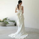 リボン ホワイト ウェディングドレス Aライン ロングドレス イブニングドレス ノースリーブ トレーン vネック ファスナータイプ xs~xl Wedding Dress お花嫁 結婚式 旅行撮影演出 レディースウェディングドレス エレガント パーティードレス 吊りスカート