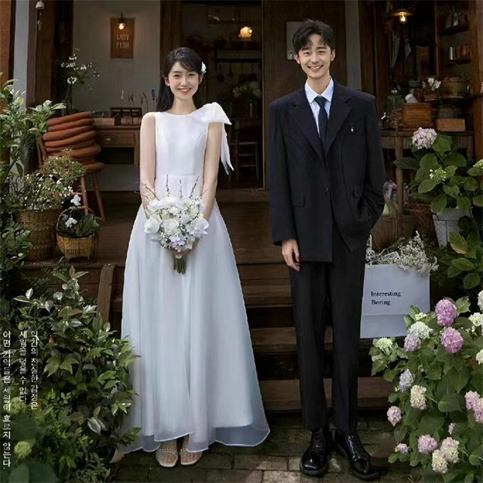 ホワイト　ウェディングドレス　袖なし　 ロングドレス ウェディングドレス パーティードレス　二次会ドレス　ブライダル　撮影　XS/S/M/L/XL/2XL/3XL　レディース　ドレス 　マキシ丈　ノースリーブ　リボン