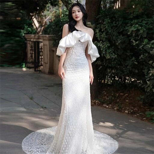ロング ウェディングドレス オフショルダー フリル 花嫁 結婚式 披露宴 フォマール ドレス シンプル Aライン ウエディング ドレス チュール 可愛い ブライド ドレス 発表会 演奏会 ドレス 前撮り リボン パーティー ドレス XS~XLサイズ トレーンタイプ ロング ウェディングドレス オフショルダー フリル 花嫁 結婚式 披露宴 フォマール ドレス シンプル Aライン ウエディング ドレス チュール 可愛い ブライド ドレス 発表会 演奏会 ドレス 前撮り リボン パーティー ドレス XS~XLサイズ トレーンタイプ