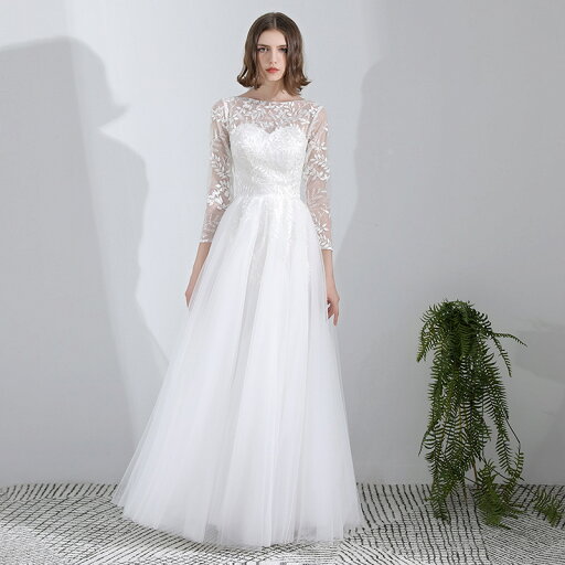 ホワイト ウェディングドレス Aライン ロングドレス ウェディングドレス 長袖 マキシ丈 ファスナータイプ xs〜xl Wedding Dress お花嫁 結婚式 旅行撮影演出 レディースウェディングドレス エレガント パーティードレス 丸襟 レース ホワイト ウェディングドレス Aライン ロングドレス ウェディングドレス 長袖 マキシ丈 ファスナータイプ xs〜xl Wedding Dress お花嫁 結婚式 旅行撮影演出 レディースウェディングドレス エレガント パーティードレス 丸襟 レース