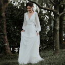 ホワイト　長袖　 ウェディングドレス　Aライン　ファスナー　ロングドレス ウェディングドレス レース 素地 　xs〜xl　Wedding Dress　お花嫁　結婚式　旅行撮影演出　レディースウェディングドレス