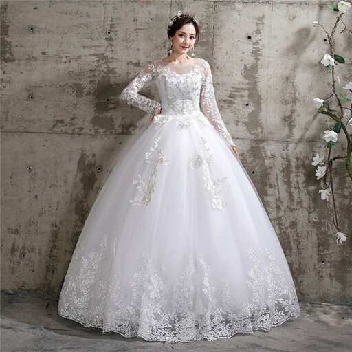 ホワイト ウェディングドレス Aライン 長袖 ロングドレス ウェディングドレス レース 刺繍 編み上げタイプ s〜xxl Wedding Dress お花嫁 結婚式 撮影演出 レディースウェディングドレス 床付き 花柄 ホワイト ウェディングドレス Aライン 長袖 ロングドレス ウェディングドレス レース 刺繍 編み上げタイプ s〜xxl Wedding Dress お花嫁 結婚式 撮影演出 レディースウェディングドレス 床付き 花柄