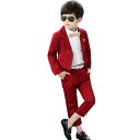 レッド/ブラック 子供スーツ キッズ服 男の子衣装 ズボン、コート 2色2点セット 入園式/発表会/七五三/結婚式フォーマル 100〜140cm