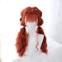 オレンジ 60cm 長髪 ロング ロリータ 原宿風 巻き毛 ぱっつん前髪 可愛い ロング 耐熱ウィッグ コスチューム 仮装 自然 ナチュラル イベント 文化祭 ...