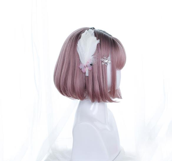 グラデーション　30cm　ショート ロリータ 原宿風 前髪 可愛い 耐熱ウィッグ コスチューム 仮装 自然 ナチュラル イベント 文化祭 普段使い　かつら　レディース　ウィッグ　アッシュ 日常 ウェーブ　大人用　ピンク/ブラック/ブルー