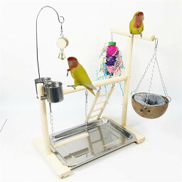 インコ 遊び場 2層 バード アスレチック 玩具 スタンド 止まり木 はしご 食器 水器 鳥 巣 カゴ 遊園地 秋千 ラダー ベル 鳥の巣 鳥栖 オウムブランコ 鳥グッズ セキセイインコ 文鳥 アスレチック 玩具 スタンド 止まり木 原木　36*23*46CM