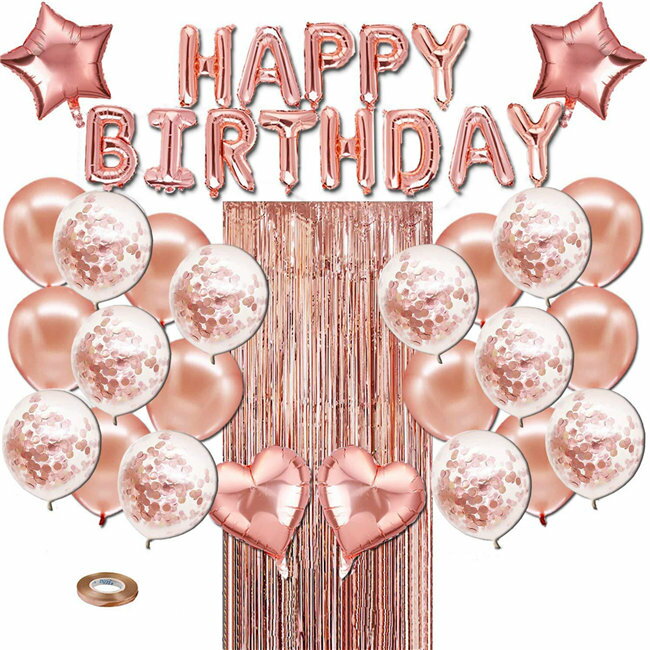 ピンク系　女の子　誕生日 バルーン 飾り 飾り付け セット Happy Birthday 風船 おしゃれ バースデー 星 ギフト お祝い プレゼント