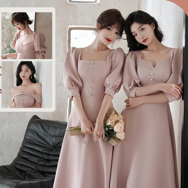 予約 4デザイン ピンク ブライズメイドドレス パーティードレス ワンピース二次会演出司会結婚式お呼ばれ ロングドレス マキシ丈 ブライズメイド ドレス 二次会ドレス フォーマルドレス