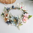 ブルー 花冠 ウェディング花冠 花かんむり ヘッドドレス 造花 ウエディング ヘアーアクセサリー 花 ブライダル パーティー 花嫁ウエディングや姫様パーティや発表会、ダンス衣装★ファッションショー★ハンドメイド 花冠 ウエディング【花の冠】