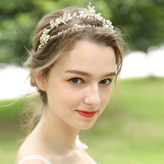 淡水真珠 合金 ヘッドドレス ビーズ 花 パーティー ウェディング ブライダル 結婚式 2次会 演奏会 発表会 コンサート 披露宴 上品質なヘッドアクセサリー レディース お花嫁 髪飾り着物 ゴールド 高品質
